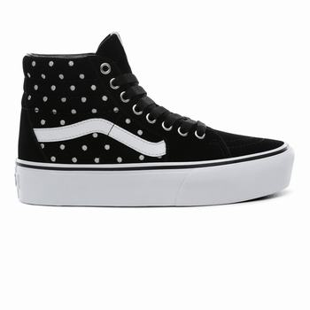 Női Vans Suede Polka Dot SK8-Hi Platform 2.0 Magasszárú Cipő VA2471683 Fekete/Fehér